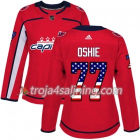 Washington Capitals tröja T.J. Oshie 77 Röd USA Flag Fashion 2017-2018 Adidas Authentic - Dame NHL Tröjor